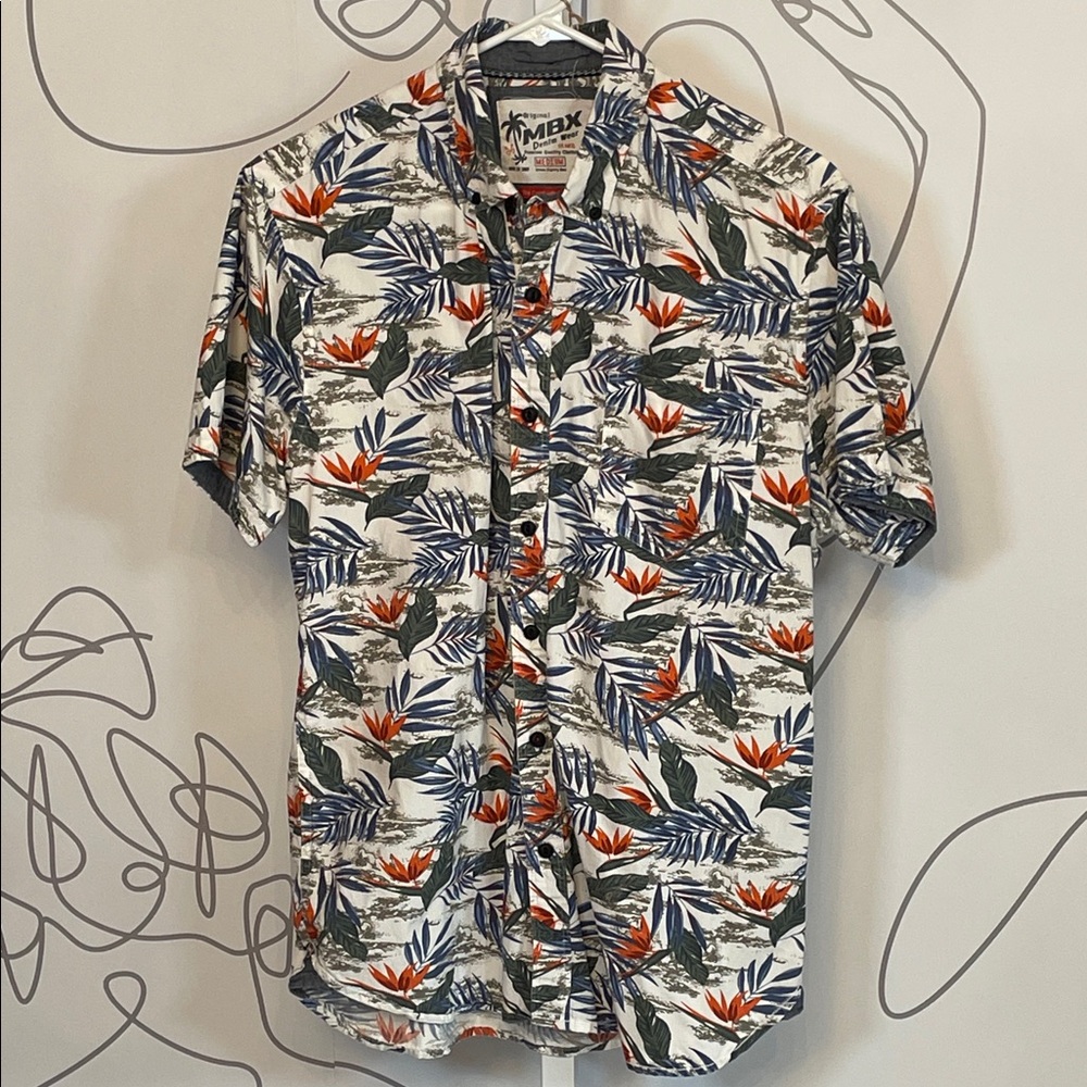 Vintage MBX Denim Wear-Men's Tropical Print Shirt size M